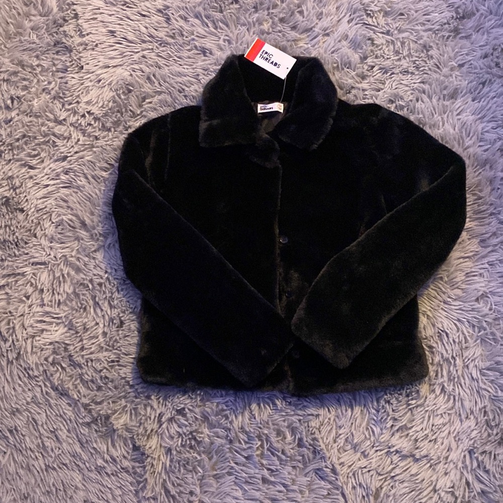 Cute black fuzzy coat